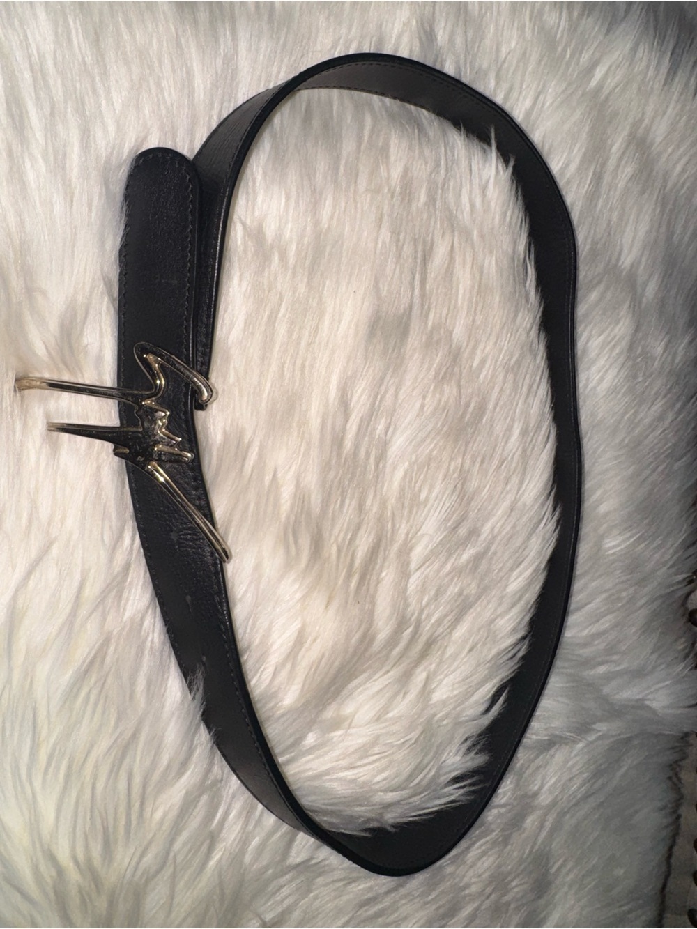 Giuseppe Zanotti Black Leather Belt with Signature Silver Logo Buckle - Picture 2 of 11